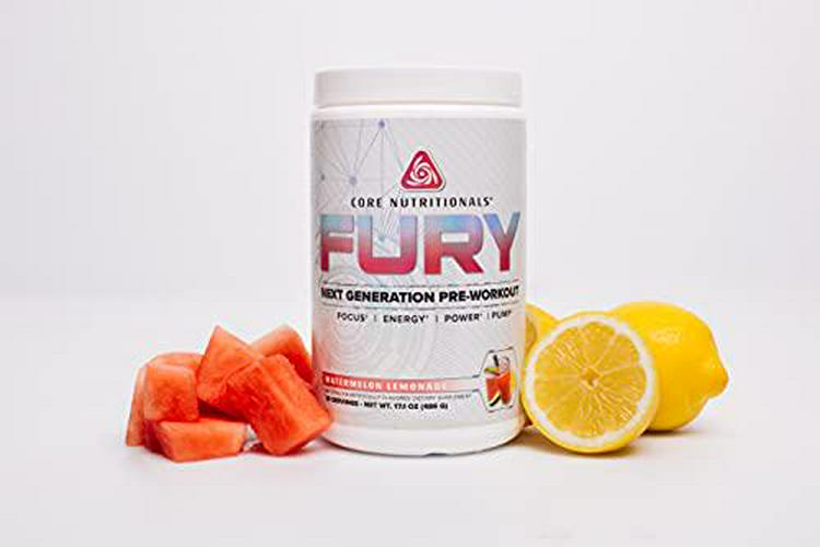 Core Nutritionals Fury Platinum Pre Workout Intensifier with 375mg Caffeine, 5G Creatine Monohydrate, 6G L-Citruline for Maximum Pump, Power, Focus and Energy, 20 Servings (Watermelon Lemonade)
