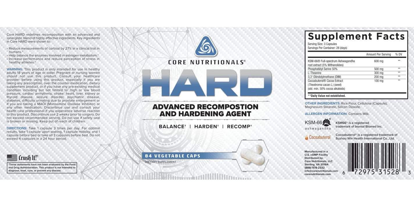 Core Nutritionals Platinum Hard Advanced Recomposition and Hardening Agent 84 Capsules