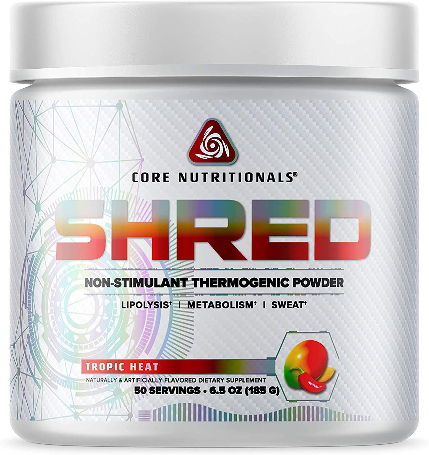 Core Nutritionals Platinum Shred Non-Stimulant, Fat Burning, Thermogenic Powder with 1G Acetyl-L-Carnitine 50 Servings (Tropic Heat)