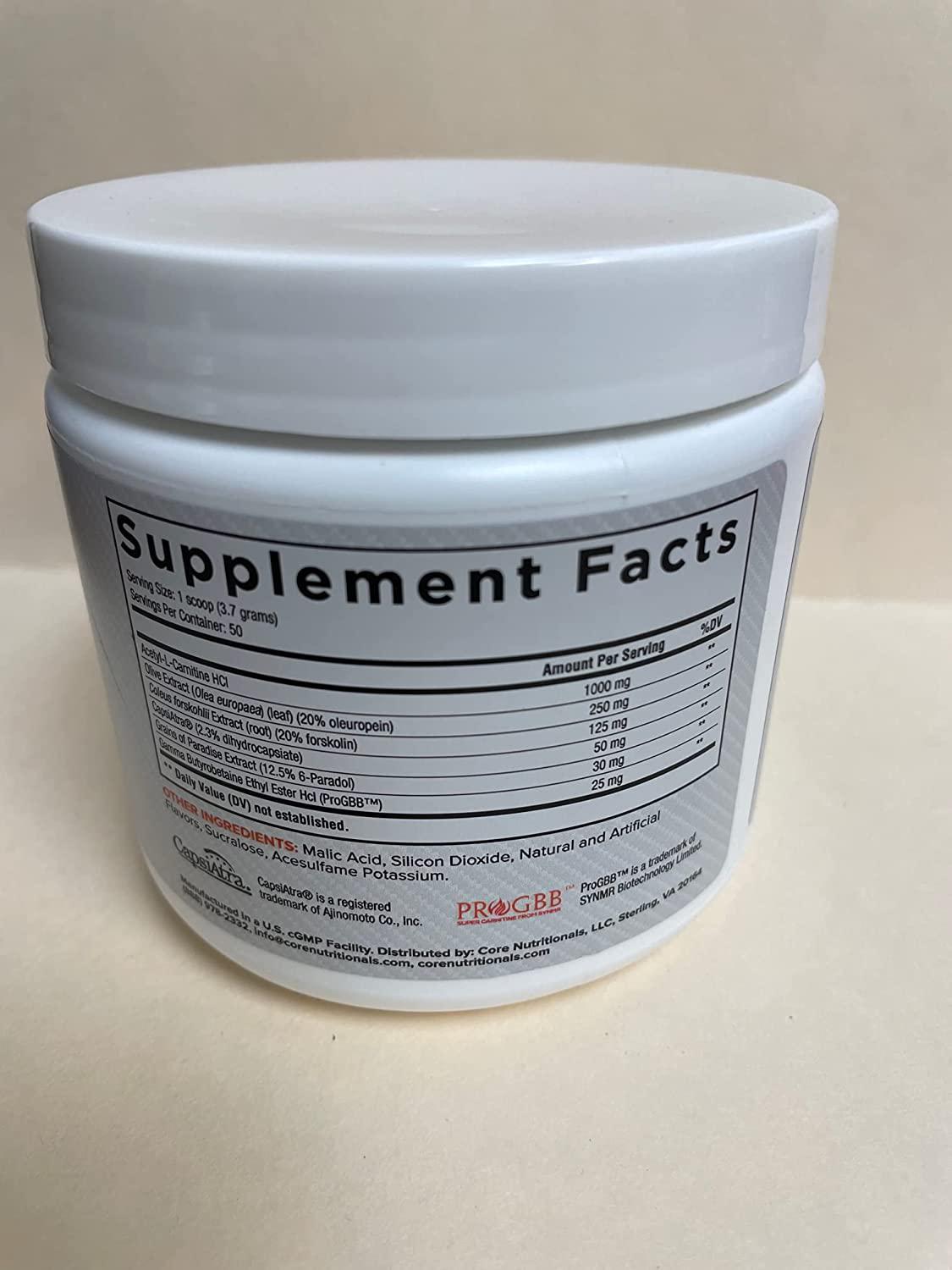 Core Nutritionals Platinum Shred Non-Stimulant, Fat Burning, Thermogenic Powder with 1G Acetyl-L-Carnitine 50 Servings (Tropic Heat)