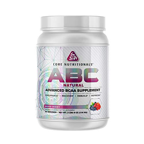 Core Nutritionals Platinum ABC Advanced Intra-Workout BCAA Supplement with 2.5 G Beta Alanine, Citrulline Malate to Increase Endurance and Performance 50 Servings (Natural Mixed Berry)