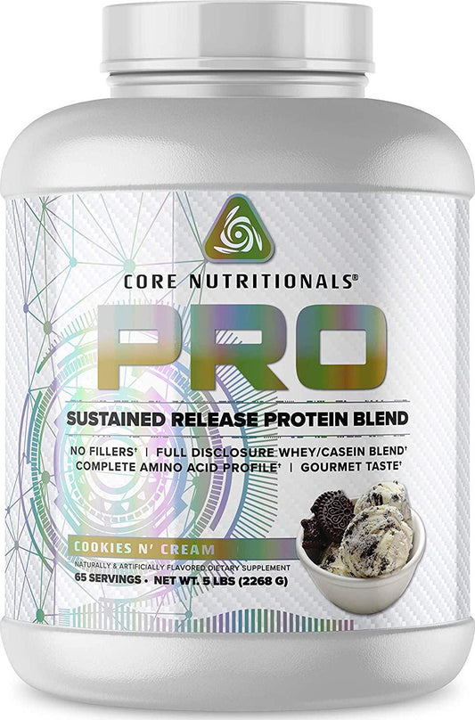Core Nutritionals Pro Sustained Release Protein Blend, Digestive Enzyme Blend, 25G Protein, 2G Carb 71 Servings (Cookies and Cream)
