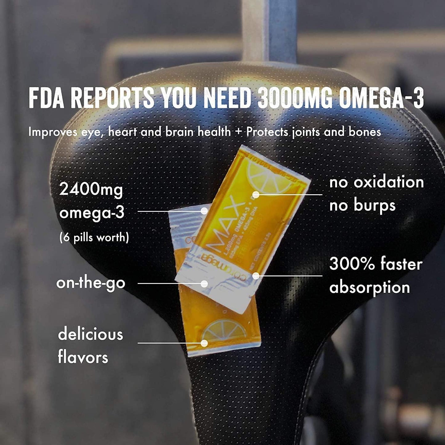 Coromega MAX High Concentrate Omega 3 Fish Oil, 2400mg Omega-3s with 3X Better Absorption Than Softgels, 30 Single Serve Packets, Citrus Burst Flavor; Anti Inflammatory Supplement with Vitamin D