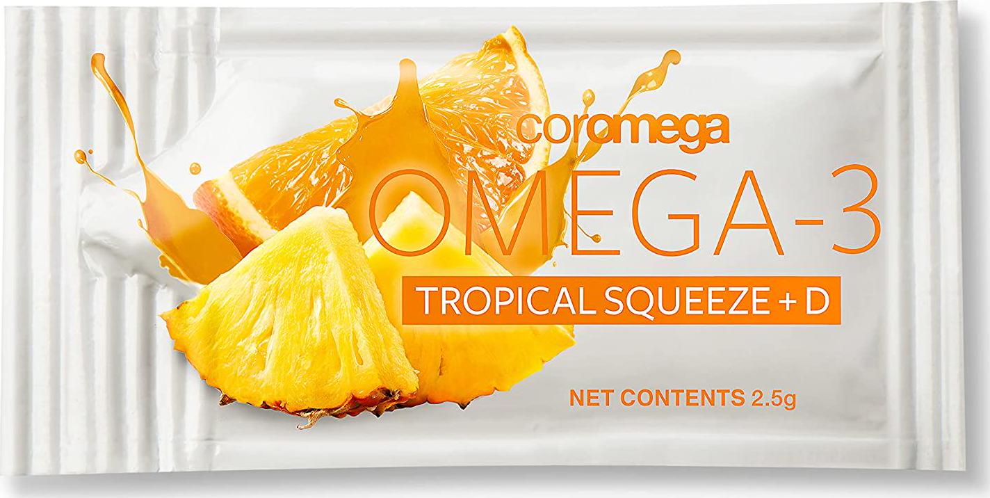 Coromega Omega3 Squeeze with Vitamin D3, Tropical Orange, 90 Count (Packaging may vary)