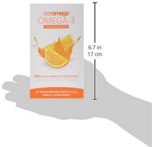 Coromega Omega 3 Fish Oil Supplement, 650mg of Omega-3s with 3X Better Absorption Than Softgels, Orange Flavor, 90 Single Serve Squeeze Packets