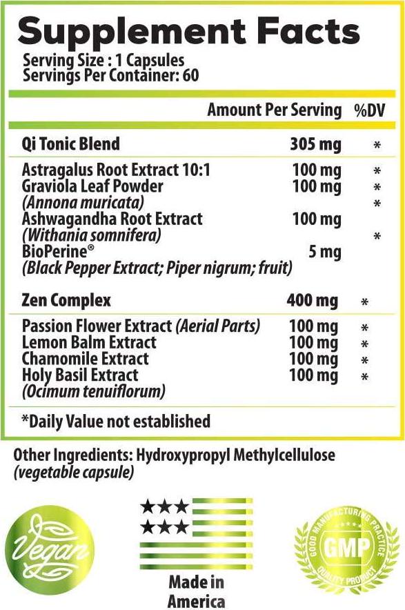 Cortisol Manager and Adrenal Support: Adaptogens for Relaxation, Stress and Anxiety Relief - Astragalus, Ashwagandha, Passion Flower (60 Servings) Vegan