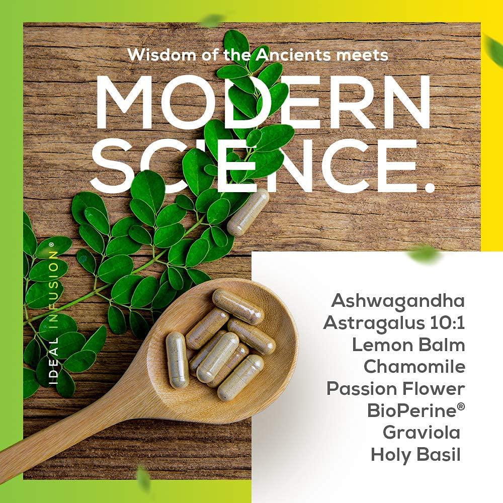Cortisol Manager and Adrenal Support: Adaptogens for Relaxation, Stress and Anxiety Relief - Astragalus, Ashwagandha, Passion Flower (60 Servings) Vegan