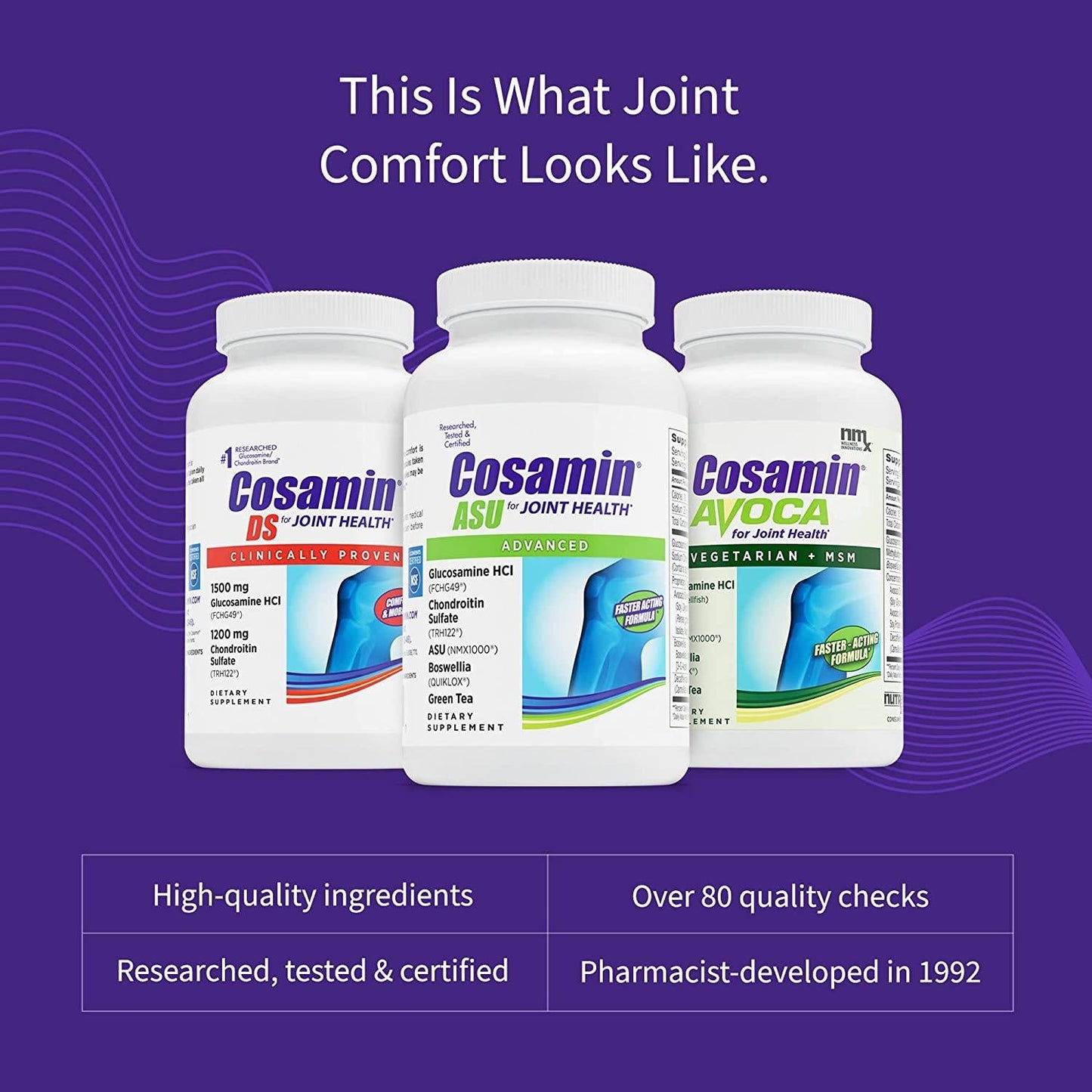 Cosamin ASU Joint Health Supplement 180 Caps, New and Improved Formula Features Glucosamin Hcl, Chondroitin Sulfate, Asu, and Akba