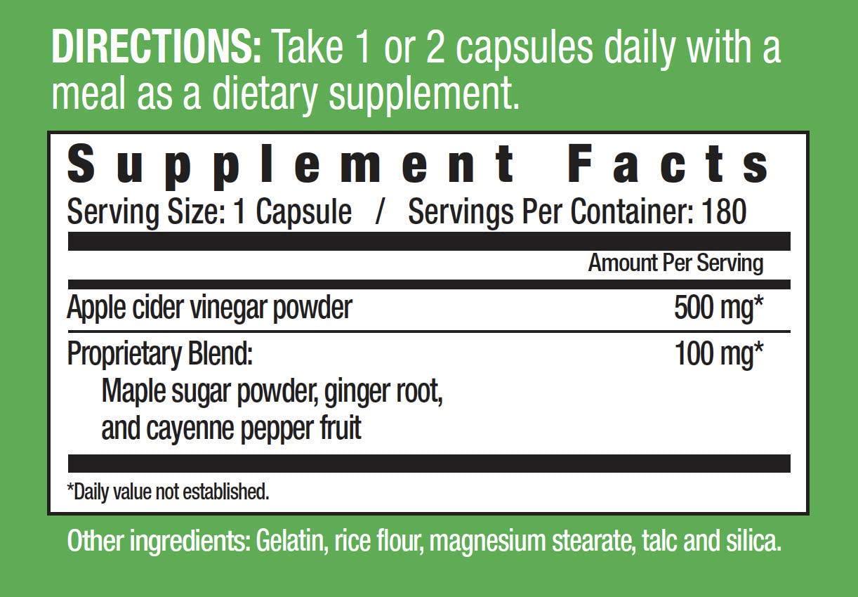 Country Farms Apple Cider Vinegar Gummies Helps Support Water Balance, Naturally Alkalizing, 180 Capsules, 180 Count