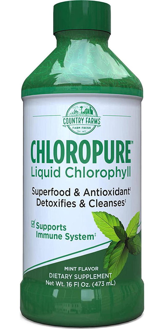 Country Farms Chloropure Liquid Chlorophyll, Superfood and Antioxidant, Mint Flavor, 16 Fl Ounce, 16 Servings
