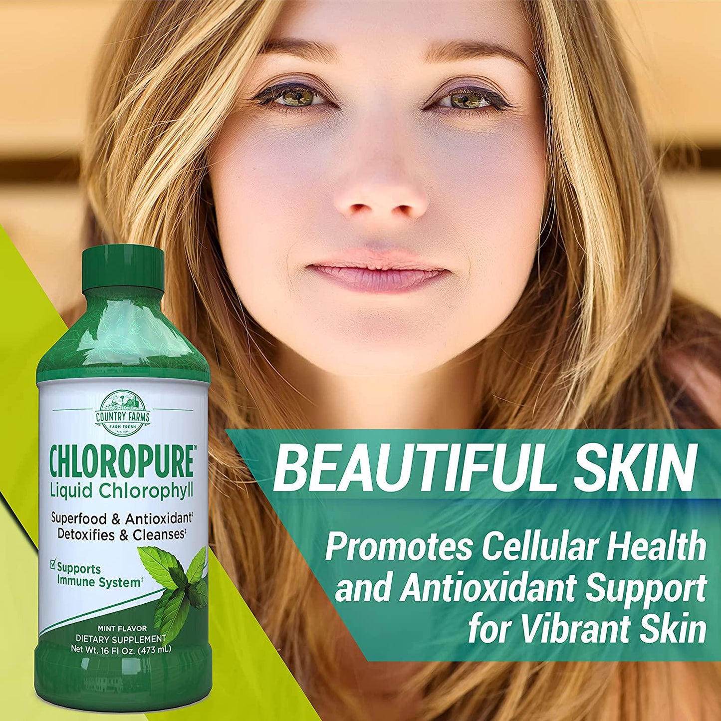 Country Farms Chloropure Liquid Chlorophyll, Superfood and Antioxidant, Mint Flavor, 16 Fl Ounce, 16 Servings