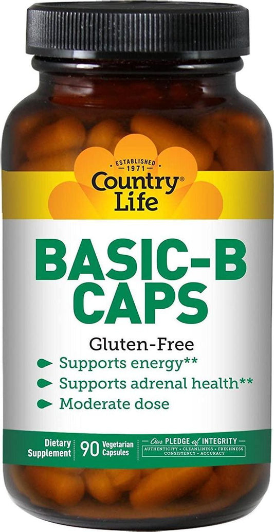Country Life Basic B Vitamins Dietary Supplement - Blend of B Vitamins - 90 Vegetarian Capsules