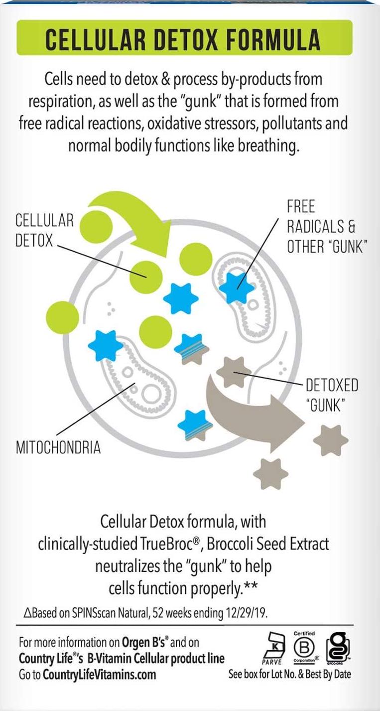 Country Life Cellular Detox Whole Food B-Vitamin Whole Body Cellular Support Cellular detoxification and Oxidative Stress Support