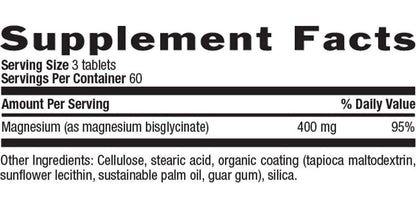 Country Life Chelated Magnesium Glycinate 400 mg. - 180 Tablets