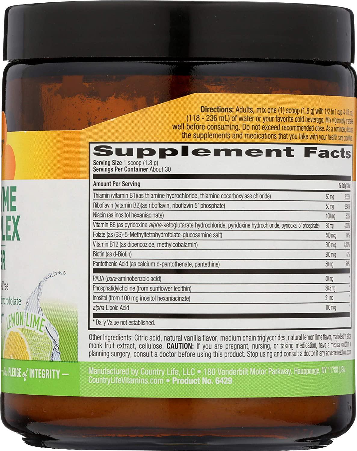 Country Life Coenzyme B-complex Powder Lemon Lime, 0.2 Pound