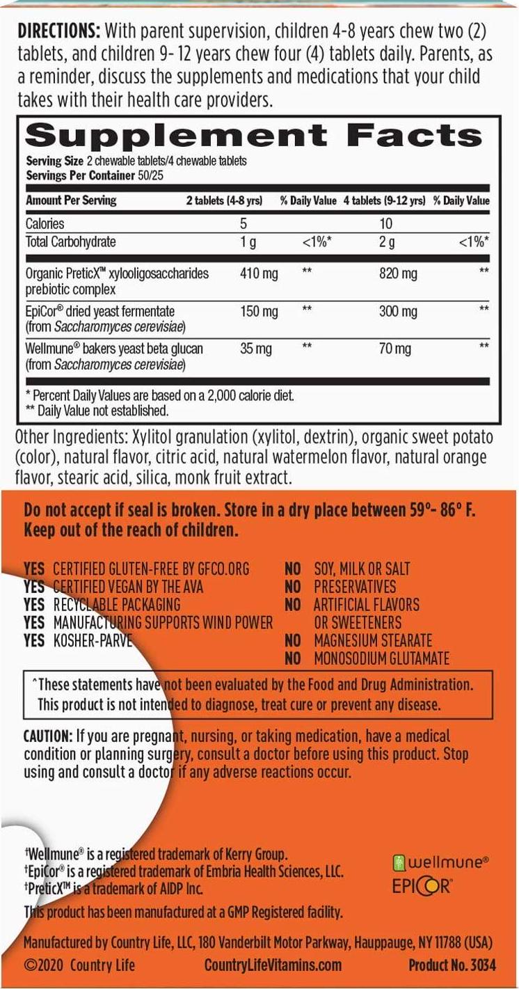 Country Life, Gut Connection Kids – Immune Balance, Improves Gut Microbiome Health and Supports a Healthy Immune System, 100 Chewable Tablets.