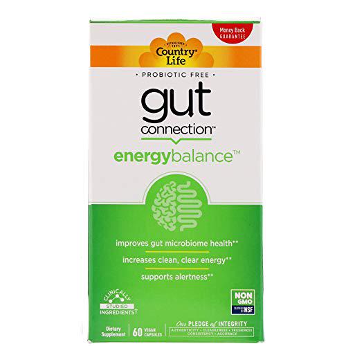 Country Life Gut Connection - Energy Balance - 60 ct - Help Improve Microbiome Health - Increases Clean Clear Energy - Supports Alertness
