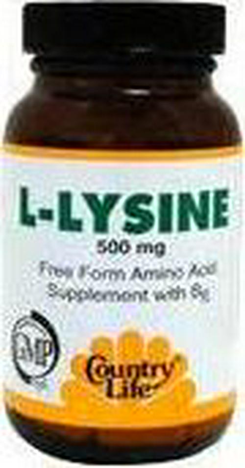 Country Life L-Lysine 500 mg with Vitamin B6 - 100 Tablets - Promotes Collagen and Tissue Renewal - Aids Utilization - Gluten-Free