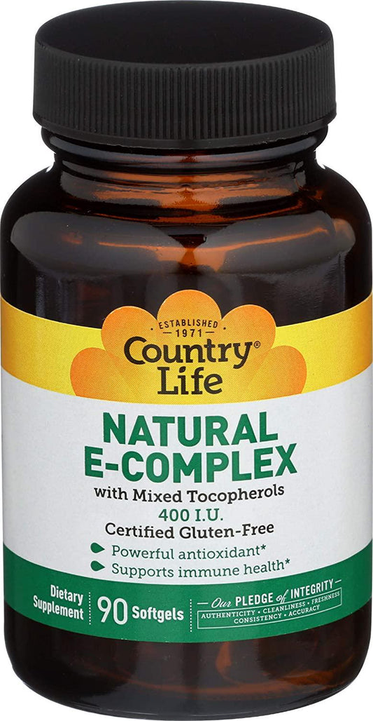 Country Life - Natural Vitamin E Complex with Mixed Tocopherols 400 IU - 90 Softgels
