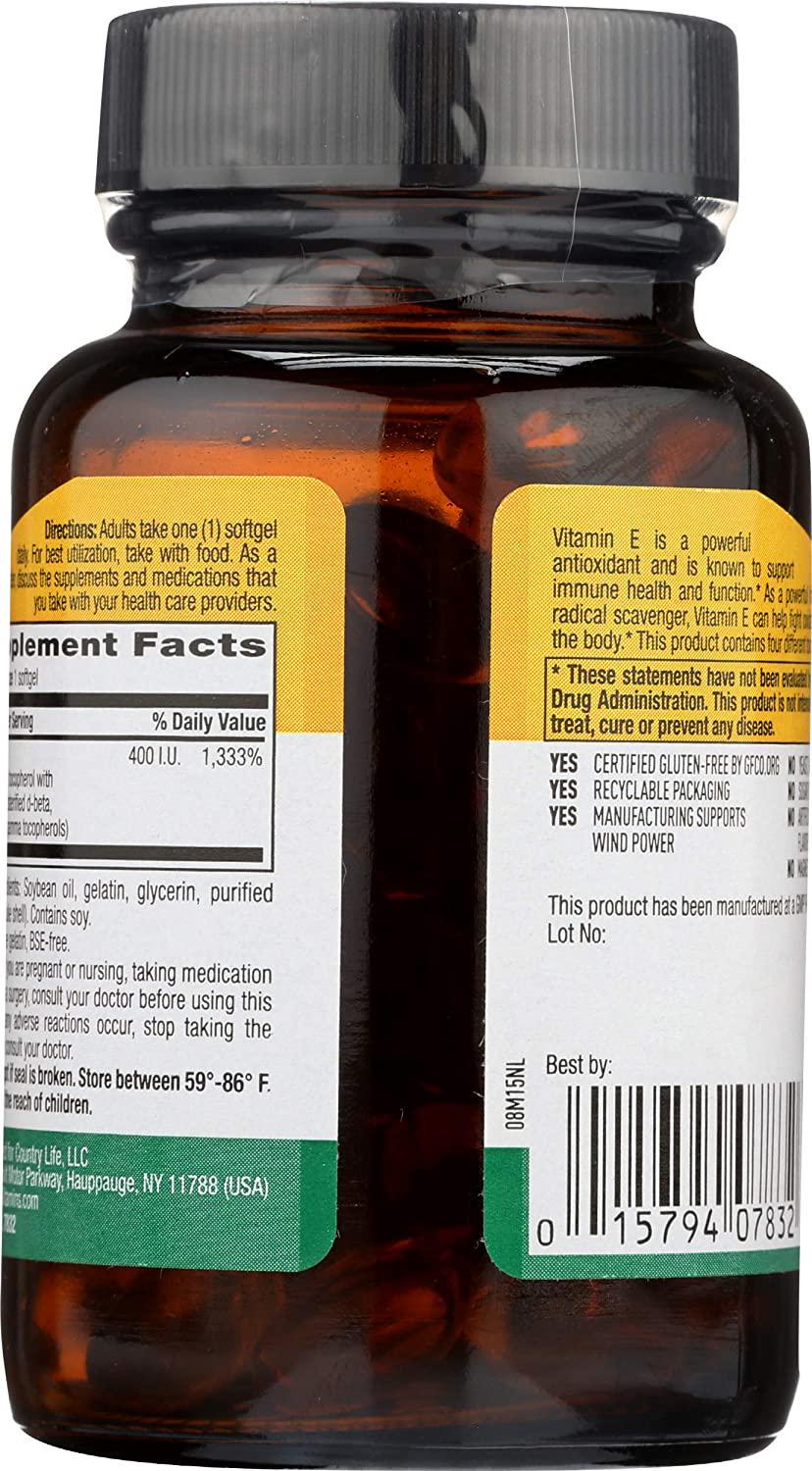 Country Life - Natural Vitamin E Complex with Mixed Tocopherols 400 IU - 90 Softgels