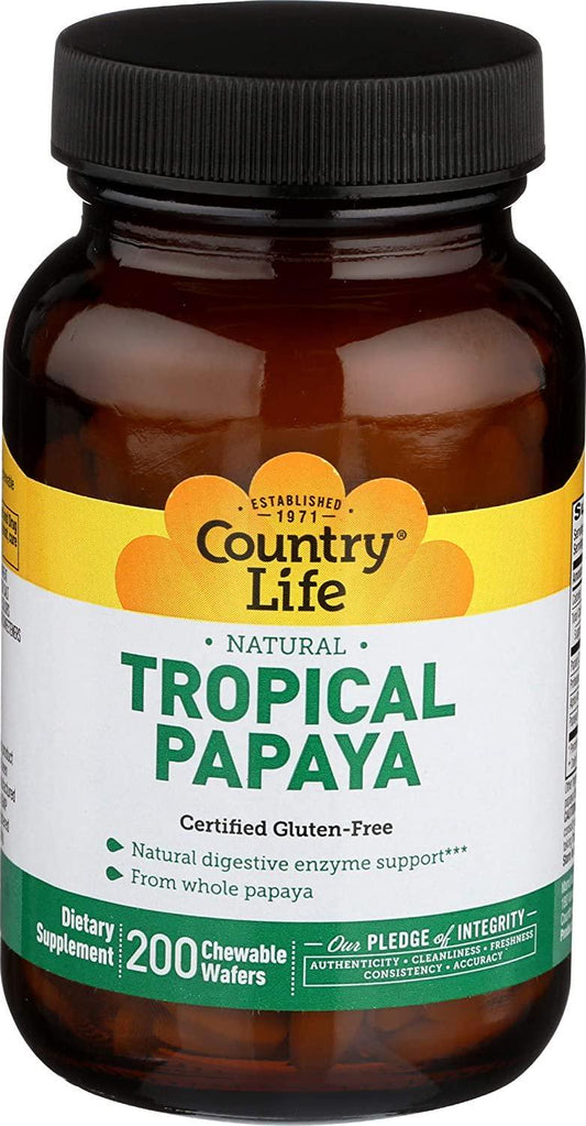 Country Life Natural Tropical Papaya - 200 Chewable Wafers