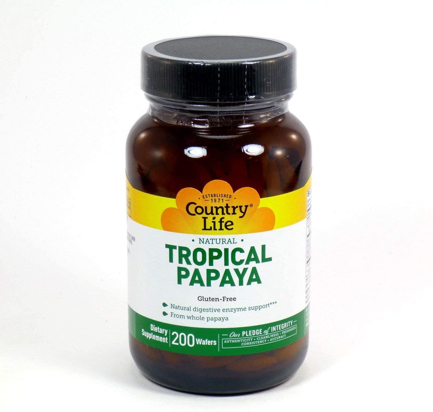 Country Life Natural Tropical Papaya - 200 Chewables - Plant-Based Digest Enzymes