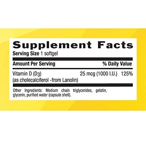 Country Life Vitamin D3 1000 IU Soft Gels, Large, 200 sg, 200 Count