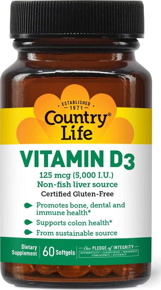 Country Life - Vitamin D3 5000 IU - 60 Softgels