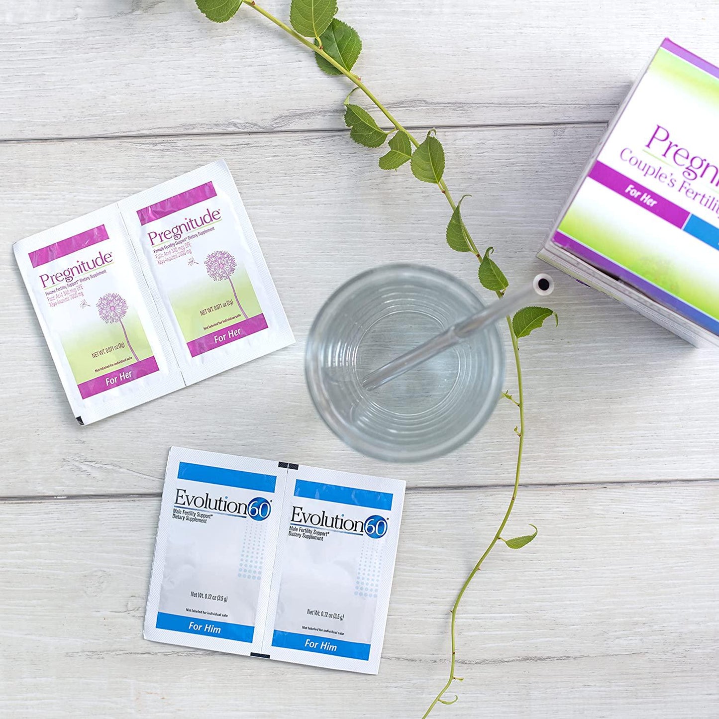 Couple's Fertility Combo - Pregnitude Reproductive and Dietary Supplement, Evolution60 Male Fertility and Reproductive Supplement - 15 Day Supply for Couple's