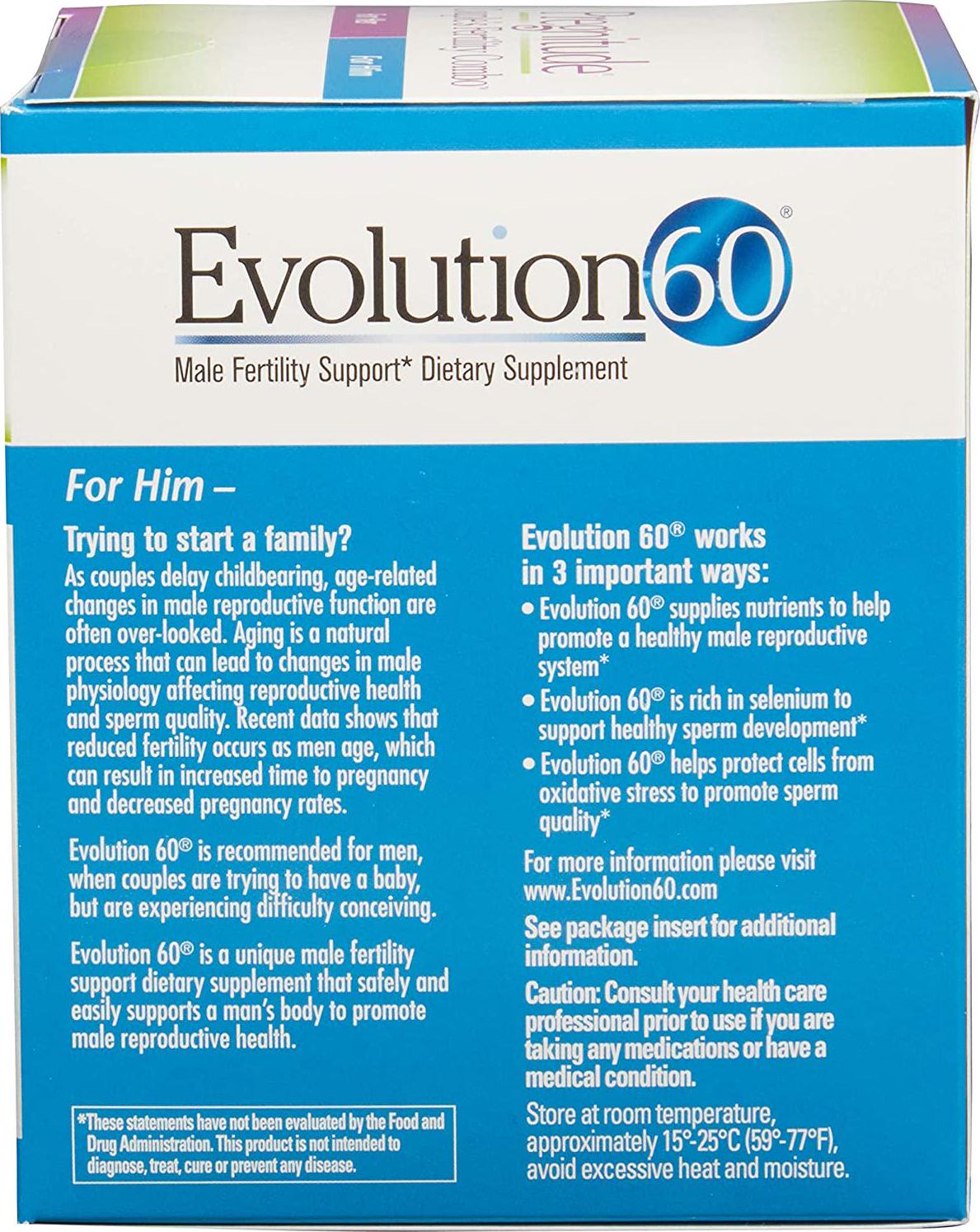 Couple's Fertility Combo - Pregnitude Reproductive and Dietary Supplement, Evolution60 Male Fertility and Reproductive Supplement - 30 Day Supply for Couple's