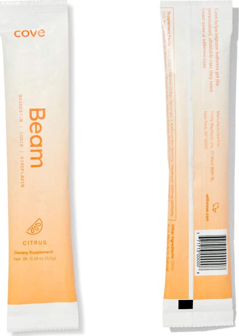 Cove Beam - Formulated by Neurologists for Migraine Sufferers, 3-in-1 Formula has Magnesium, Riboflavin, and CoQ10 to Help Keep Migraine Under Control Naturally - 30 Powder Sticks Packs/1 Month Supply