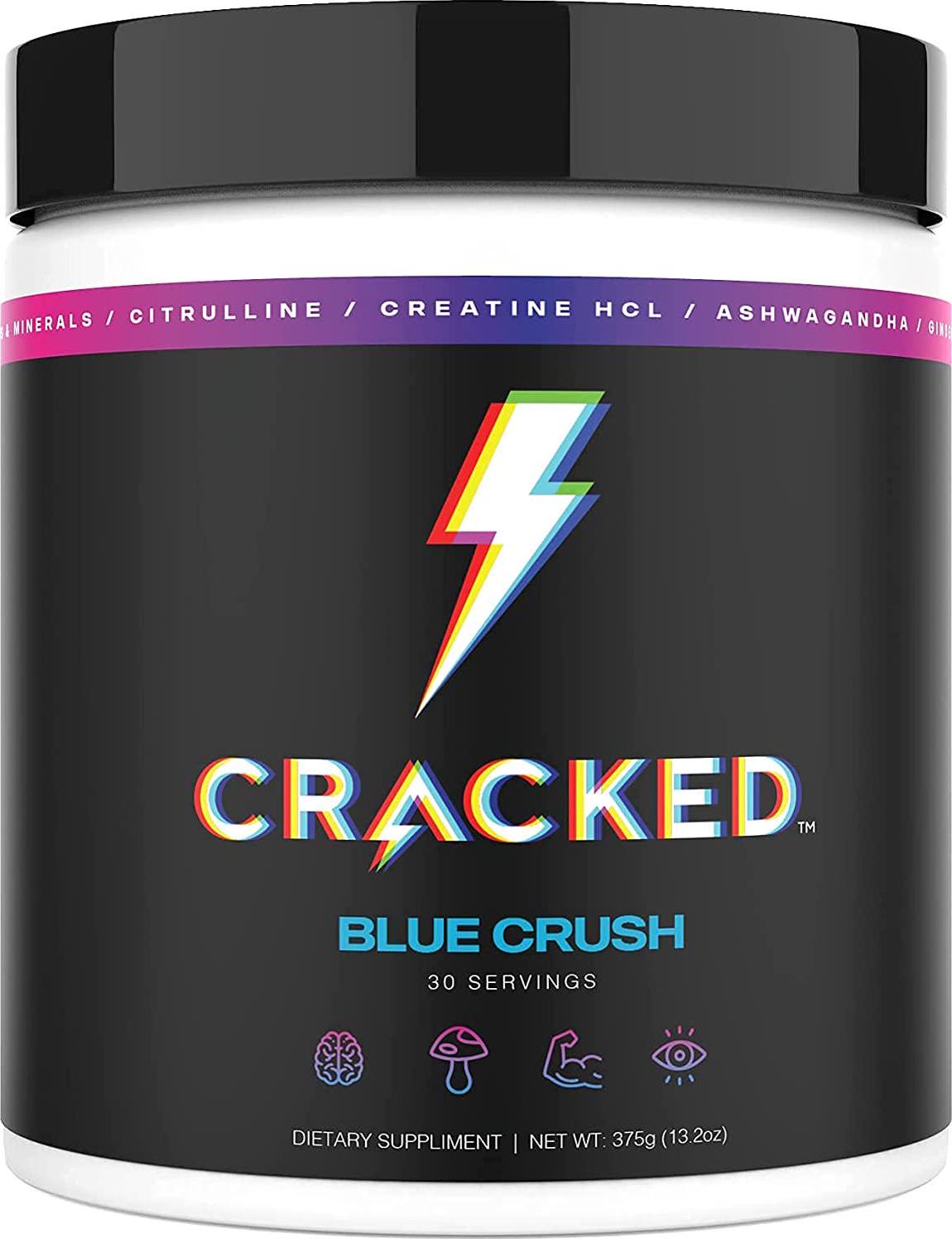 Cracked Rx Nootropic Energy Focus Endurance Powder Drink Without Beta Alanine Free no Itch Natural Pre-Workout (Fruiting Body Mushrooms, Ashwagandha, Creatine HCL, Vitamins and Dopamine Boost)