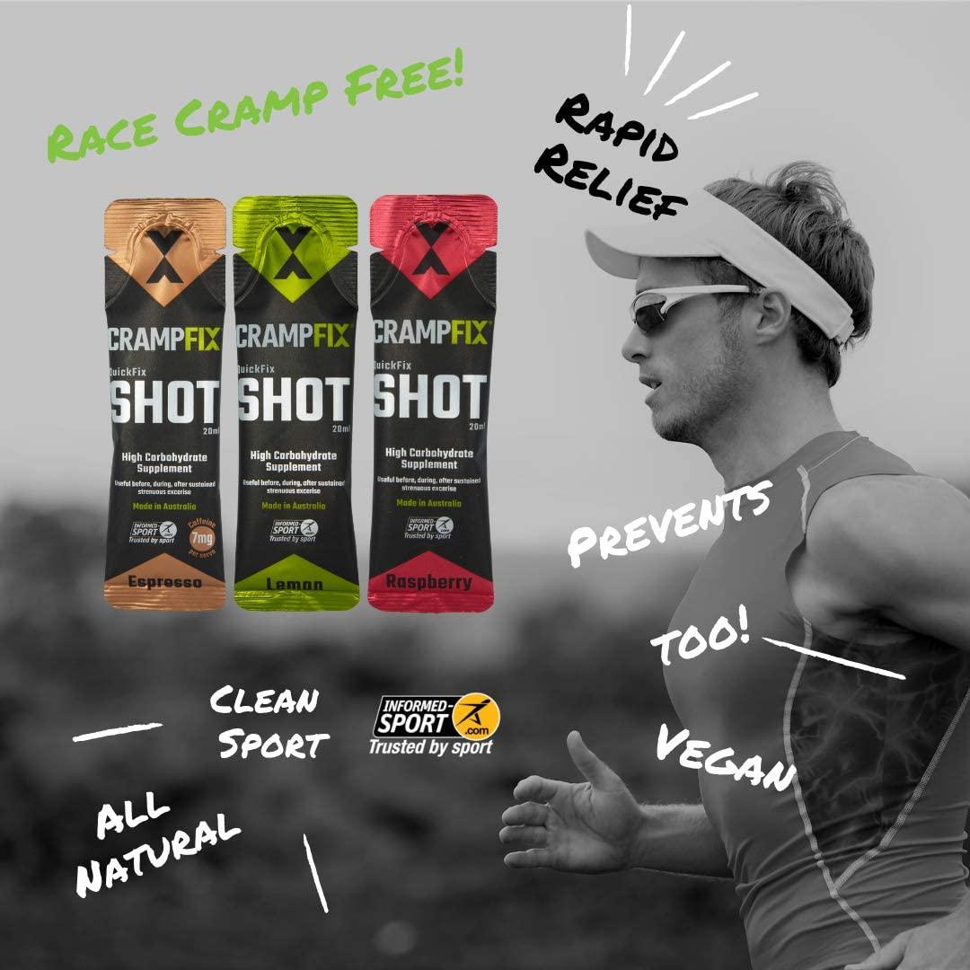 CrampFix Sports Shot, Prevents and Relieves Muscle Cramps in Seconds, Easy Carry Sachets, 15 Pack, All Natural, Raspberry