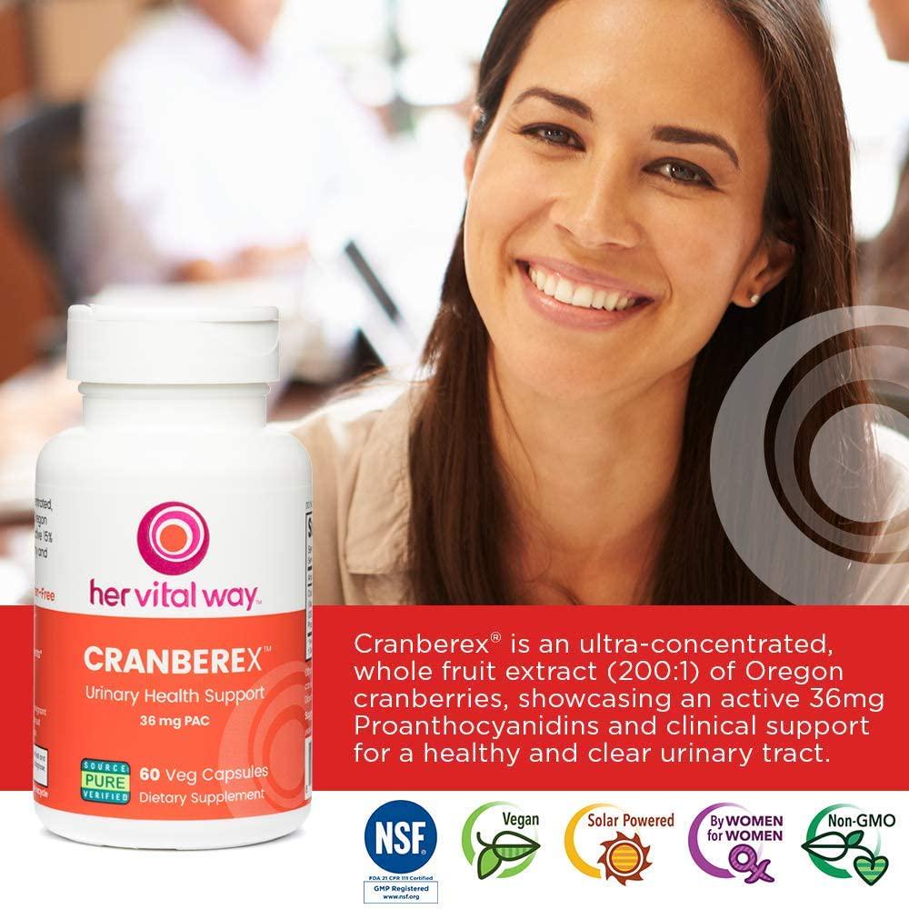 Cranberex Cranberry Concentrate Supplement Pills | Cranberry Extract Capsules for Urinary Tract Health and Kidney Care | 36mg PAC