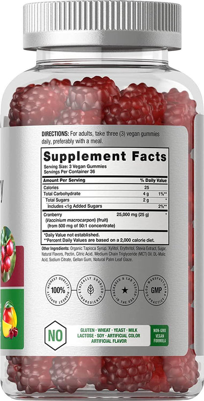 Cranberry Gummies | 25,000mg | 110 Count | Vegan, Non-GMO, and Gluten Free Supplement | High Potency Extract Formula | by Horbaach