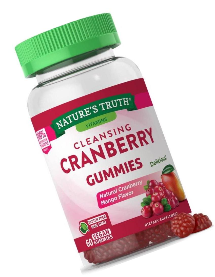 Cranberry Gummies | 60 Count | Vegan, Non-GMO and Gluten Free Supplement | Supports Urinary Tract Health | Cranberry Mango Flavor | by Natures Truth