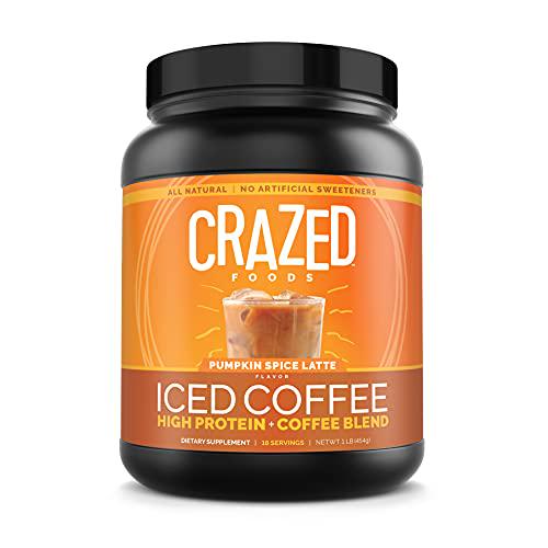 Crazed Foods Protein Iced Coffee, All Natural, No Artificial Sweeteners, Simple Ingredients, Keto, Gluten Free, Whey Protein Concentrate (18 Servings) (Pumpkin Spice)