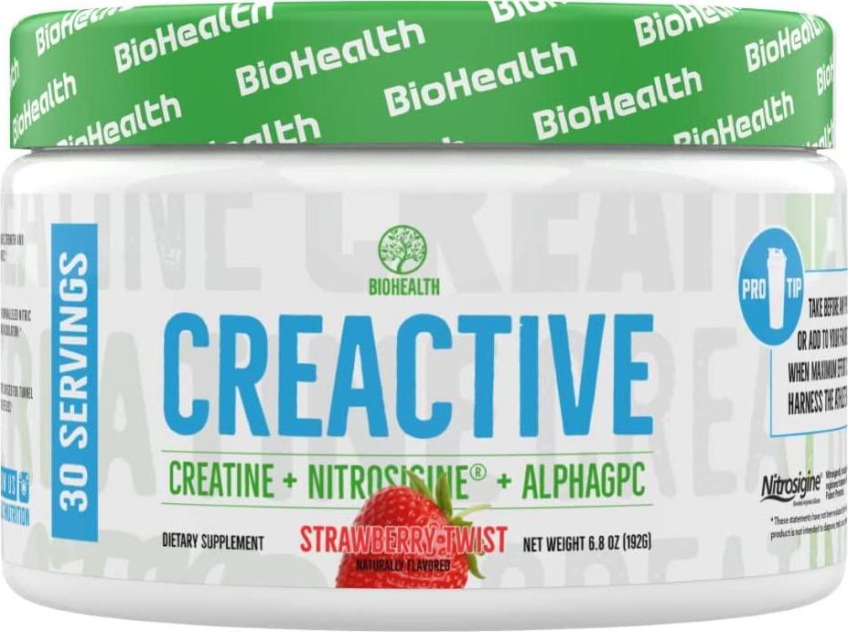 CreActive Creatine HCL + Nootropic + Nitric Oxide - Supports Muscle Performance, Cellular Energy Production and Cognitive Function (Strawberry Twist)