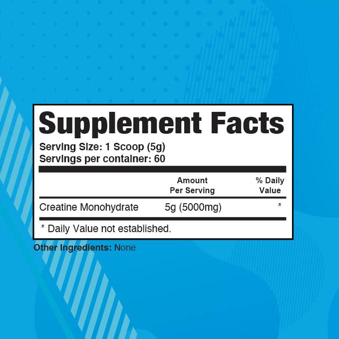 Creatine 300 by AP Sports Regimen | 100% Pure Pharmaceutical Grade Creatine Monohydrate | Recover Faster Build More Muscle | 300 Grams 60 Servings