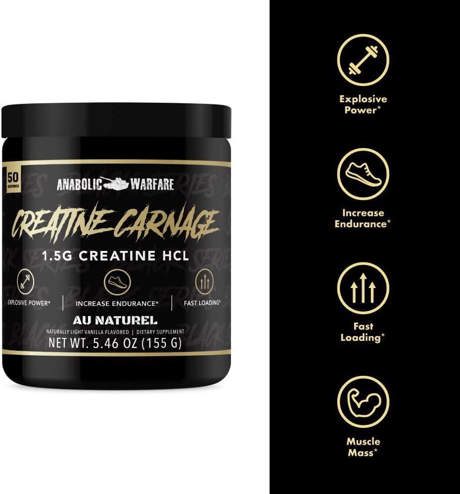 Creatine Carnage by Anabolic Warfare Creatine Powder to Help Build Lean Muscle and Aid Endurance and Stamina (Natural Flavor 50 Servings)