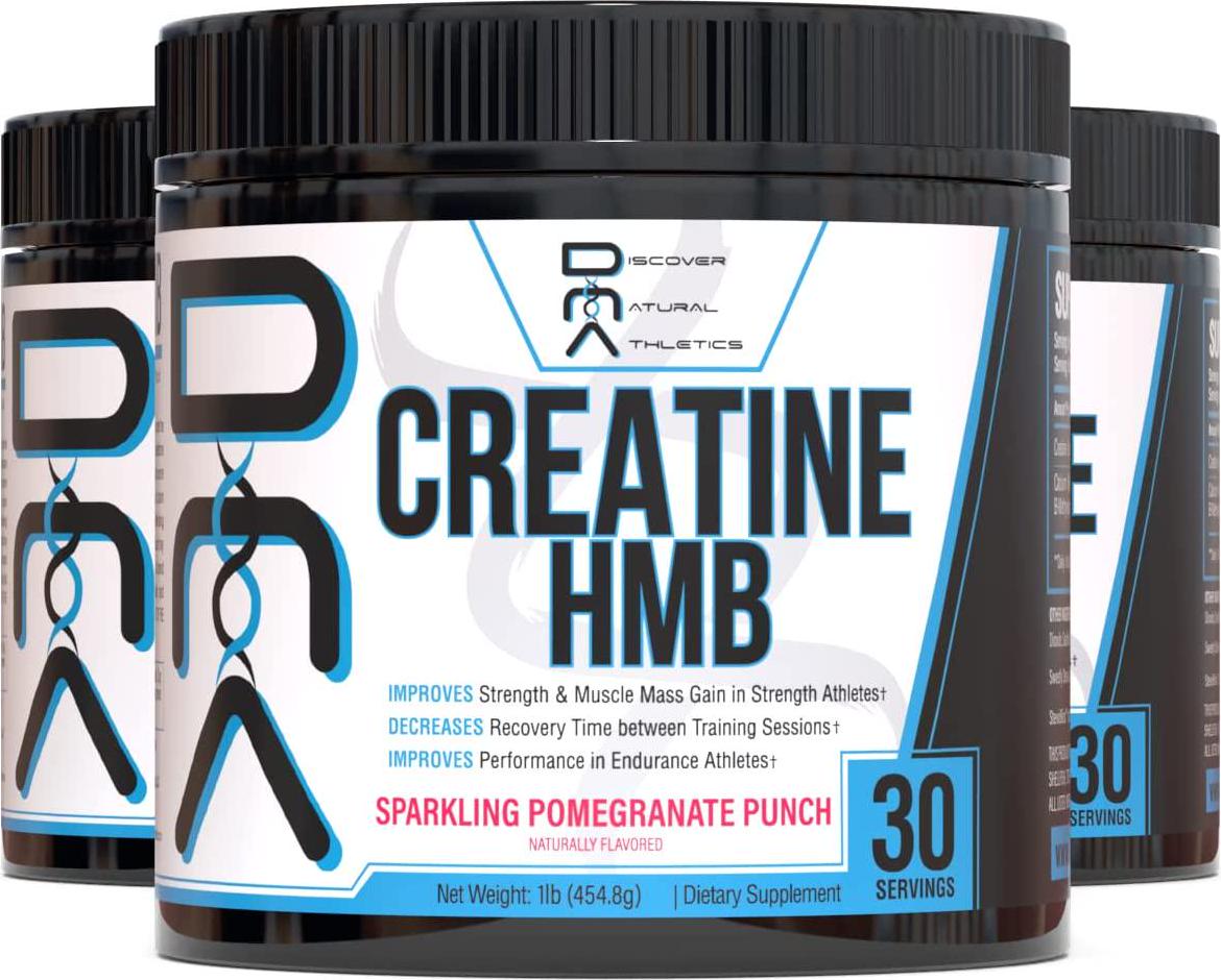 Creatine HMB - Discover Natural Athletics - DNA - Creatine + HMB for Men and Women, Increase Muscle Size and Strength, Improve Workout Recovery (Sparkling Pomegranate Punch)