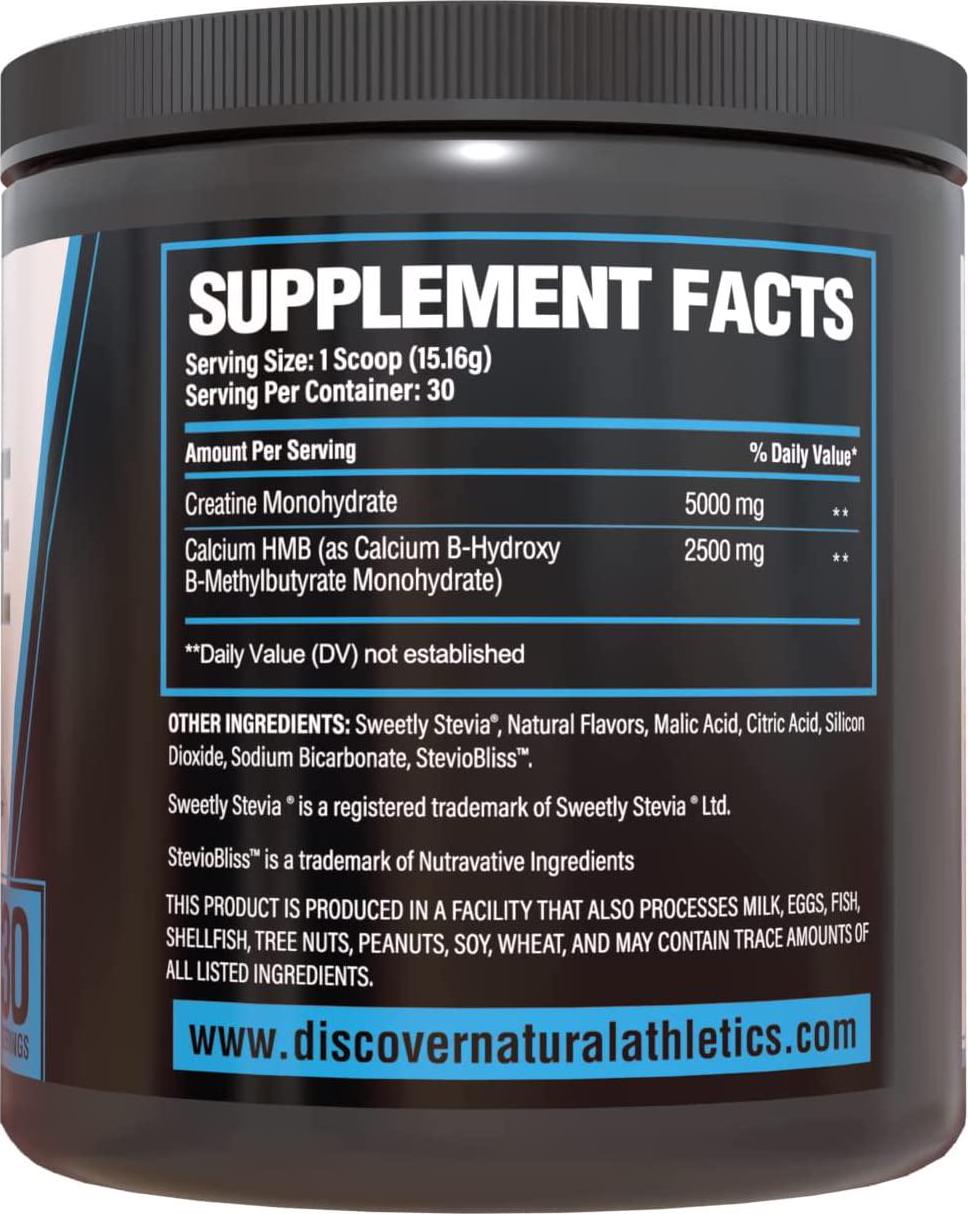 Creatine HMB - Discover Natural Athletics - DNA - Creatine + HMB for Men and Women, Increase Muscle Size and Strength, Improve Workout Recovery (Sparkling Pomegranate Punch)