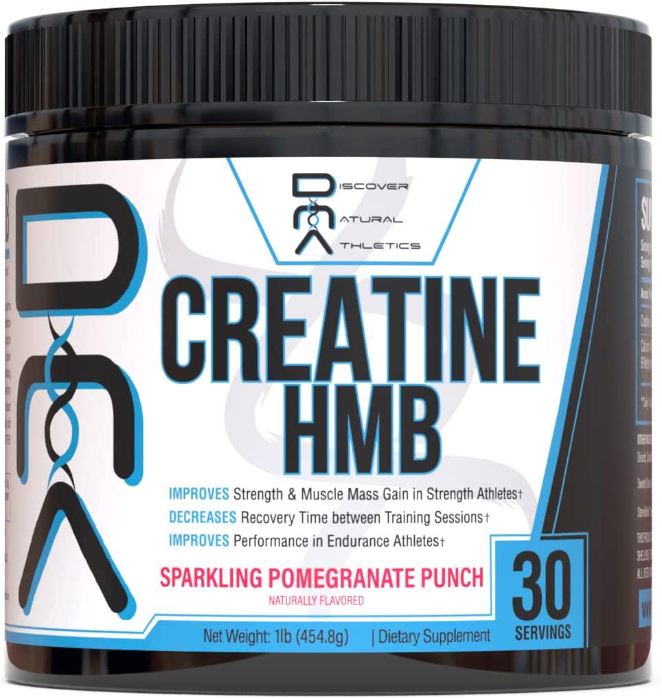 Creatine HMB - Discover Natural Athletics - DNA - Creatine + HMB for Men and Women, Increase Muscle Size and Strength, Improve Workout Recovery (Sparkling Pomegranate Punch)