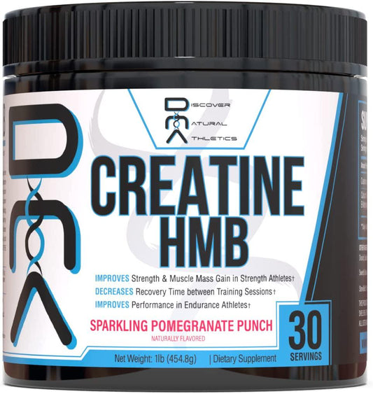 Creatine HMB - Discover Natural Athletics - DNA - Creatine + HMB for Men and Women, Increase Muscle Size and Strength, Improve Workout Recovery (Sparkling Pomegranate Punch)