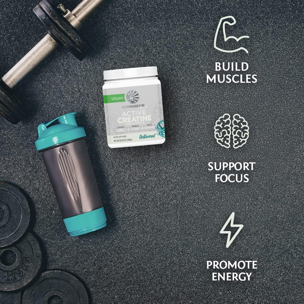 Creatine Monohydrate Powder | Muscle Building Pre Workout Vegan Keto Friendly Micronized and Easily Mixes 300g Tub (60 Serve) Active Creatine by Sunwarrior