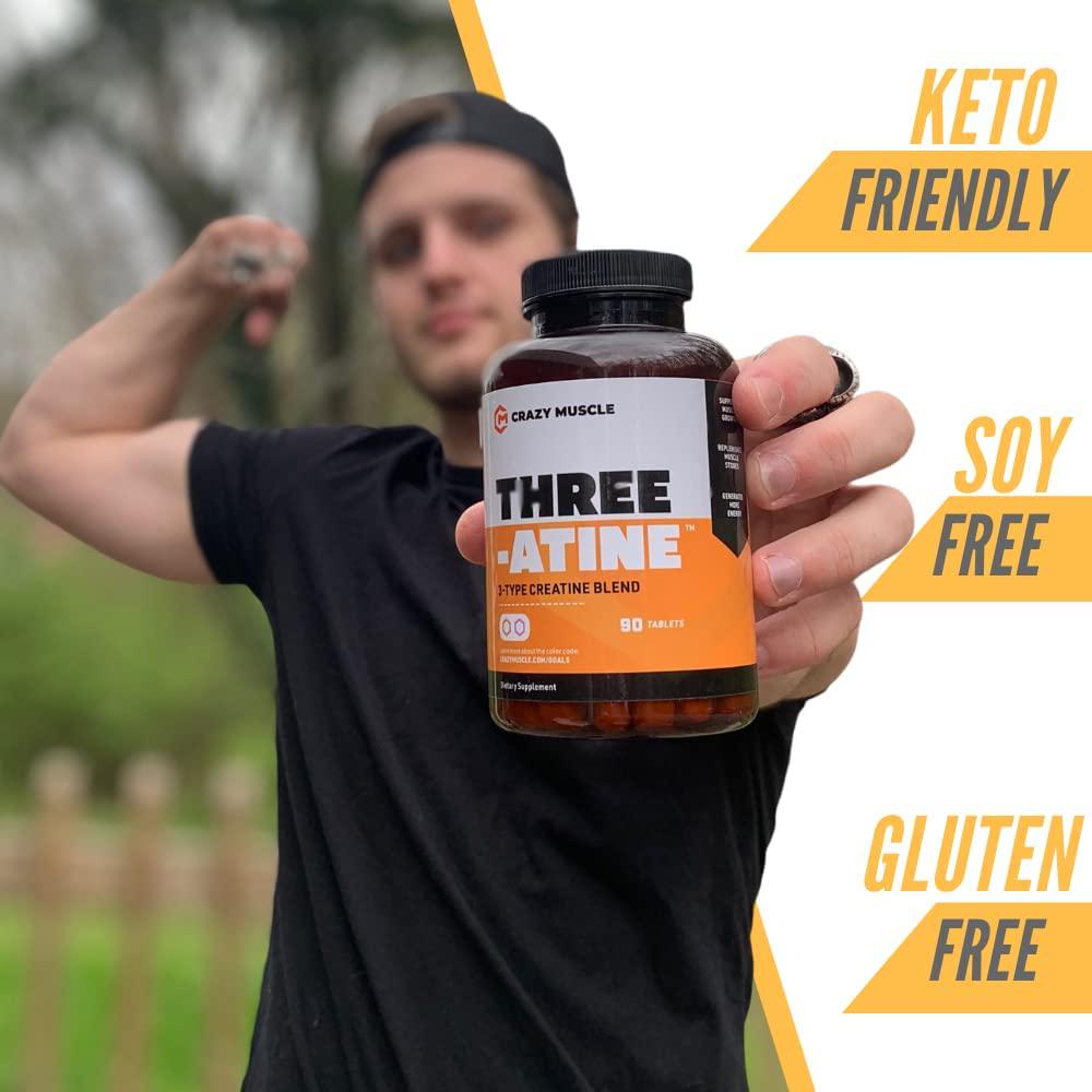 Creatine Monohydrate Pills - Keto Friendly Muscle Builder - 1,667 mg Tablets (138% More Than Creatine Capsules) - Over 5000mg (5 Grams) of Monohydrate, Pyruvate + AKG - Optimum Strength Supplement