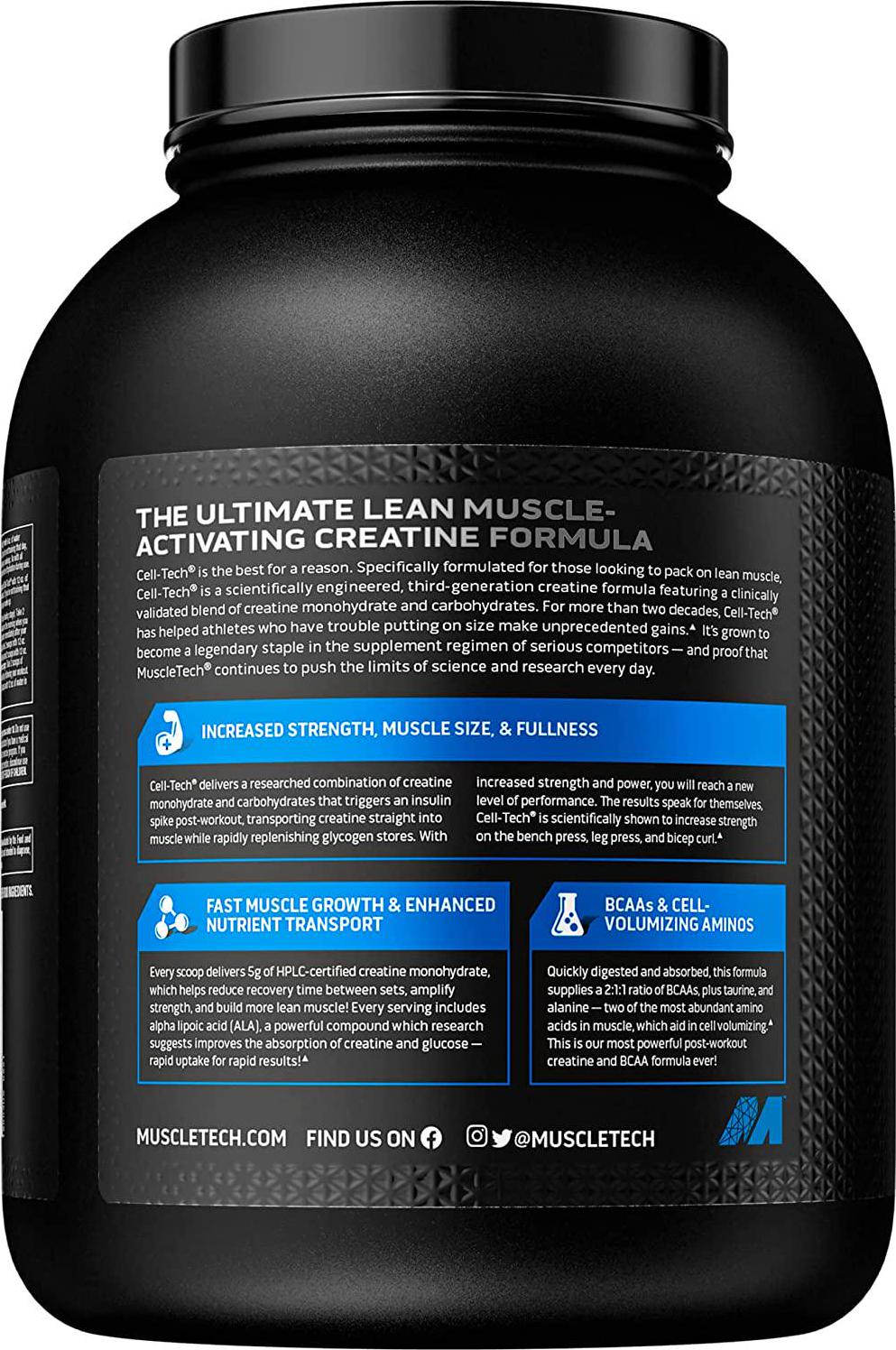 Creatine Monohydrate Powder | MuscleTech Cell-Tech Creatine Powder | Post Workout Recovery Drink | Muscle Builder for Men and Women | Musclebuilding Creatine Supplements | Fruit Punch, 6 lbs (56 Serv)