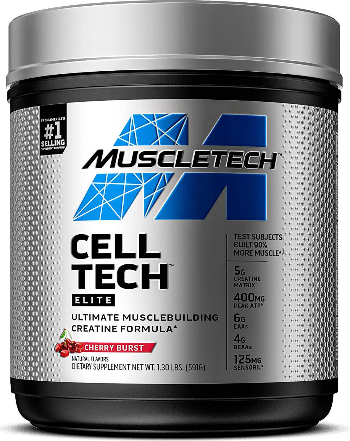 Creatine Monohydrate Powder, MuscleTech Cell-Tech Elite Creatine Powder, Post Workout Drink, Creatine HCl Supplement, Creatine Supplements for Men and Women, Cherry Burst (20 Servings)
