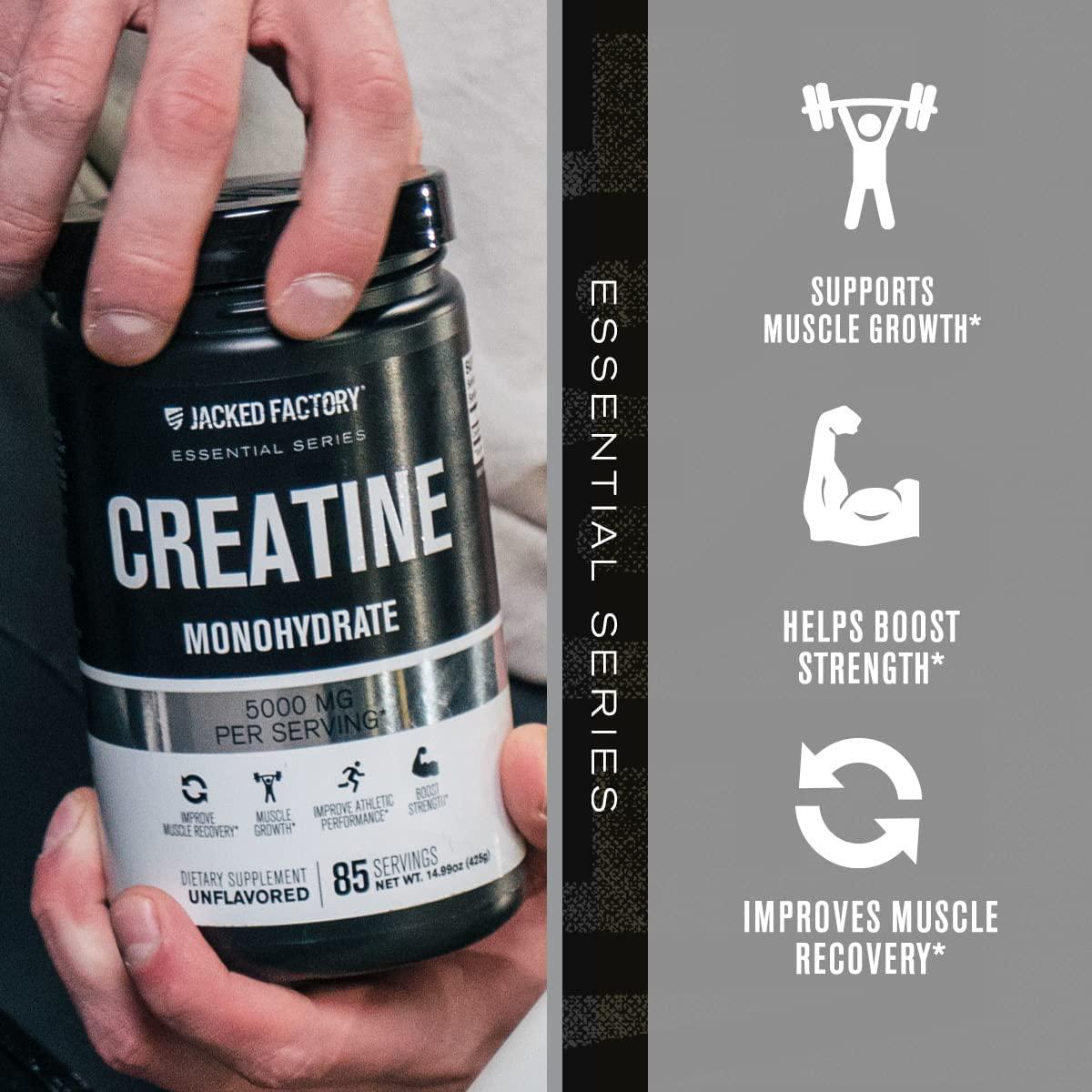 Creatine Monohydrate Powder 5g - Premium Creatine Supplement for Muscle Growth, Increased Strength, Enhanced Energy Output and Improved Athletic Performance - 85 Servings, Unflavored