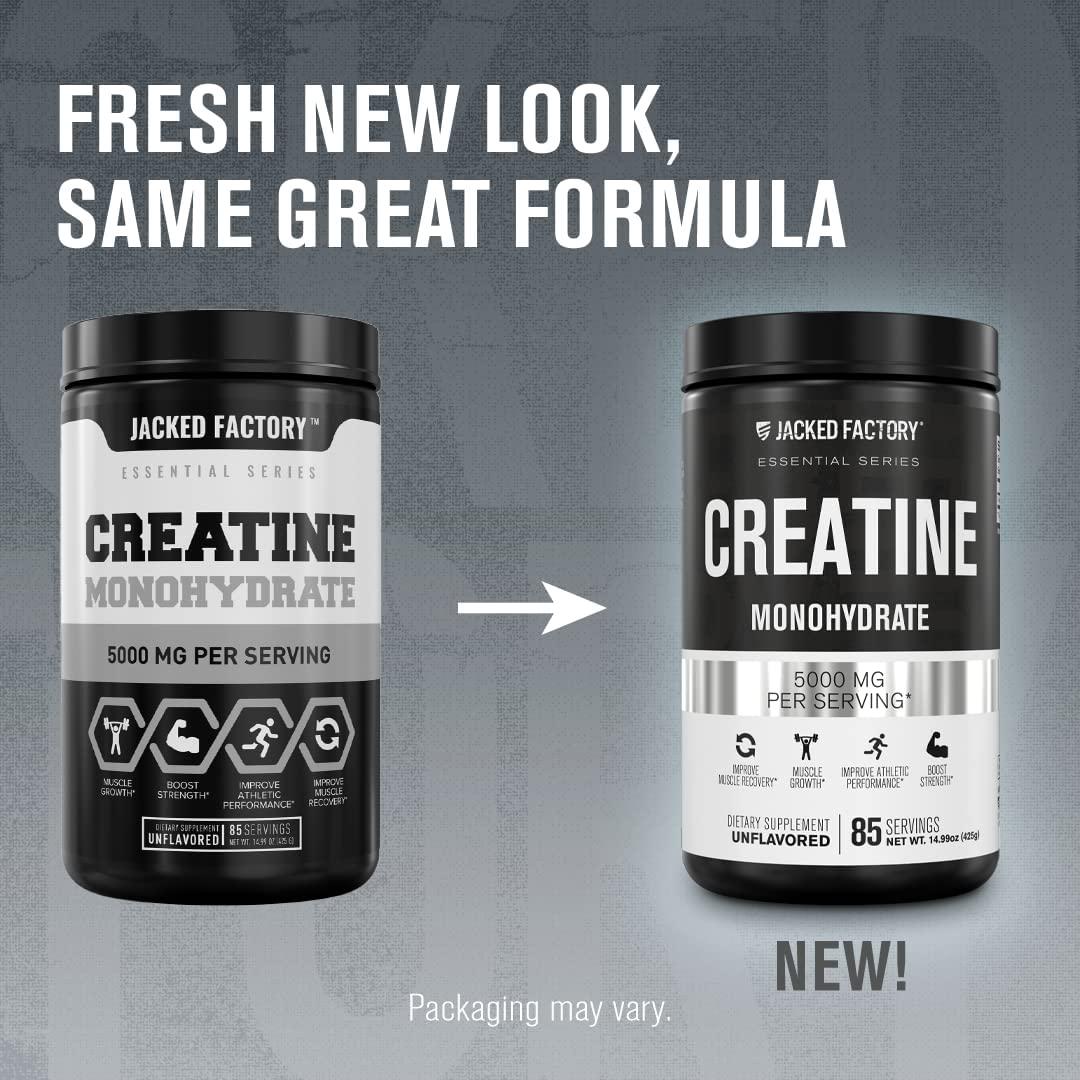 Creatine Monohydrate Powder 5g - Premium Creatine Supplement for Muscle Growth, Increased Strength, Enhanced Energy Output and Improved Athletic Performance - 85 Servings, Unflavored